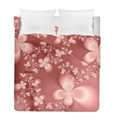 Tea Rose Colored Floral Pattern Duvet Cover Double Side (full/ Double Size) by SpinnyChairDesigns