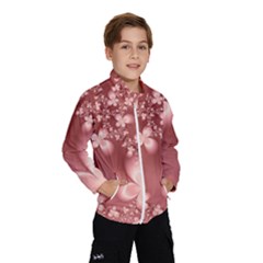 Tea Rose Colored Floral Pattern Kids  Windbreaker by SpinnyChairDesigns