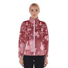 Tea Rose Colored Floral Pattern Winter Jacket by SpinnyChairDesigns