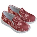 Tea Rose Colored Floral Pattern Kids Lightweight Slip Ons View3