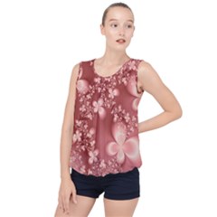 Tea Rose Colored Floral Pattern Bubble Hem Chiffon Tank Top by SpinnyChairDesigns