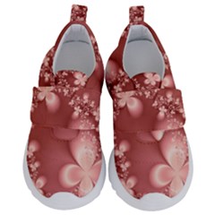 Tea Rose Colored Floral Pattern Kids  Velcro No Lace Shoes by SpinnyChairDesigns