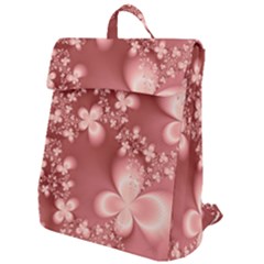 Tea Rose Colored Floral Pattern Flap Top Backpack by SpinnyChairDesigns