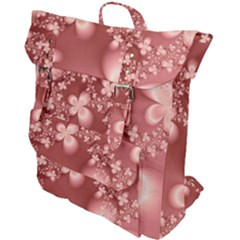 Tea Rose Colored Floral Pattern Buckle Up Backpack by SpinnyChairDesigns