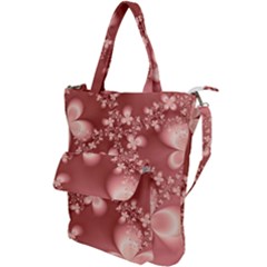 Tea Rose Colored Floral Pattern Shoulder Tote Bag by SpinnyChairDesigns