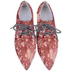 Tea Rose Colored Floral Pattern Pointed Oxford Shoes by SpinnyChairDesigns