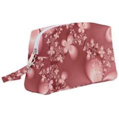 Tea Rose Colored Floral Pattern Wristlet Pouch Bag (large) by SpinnyChairDesigns