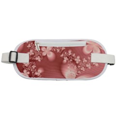 Tea Rose Colored Floral Pattern Rounded Waist Pouch by SpinnyChairDesigns