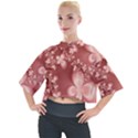 Tea Rose Colored Floral Pattern Mock Neck Tee View1