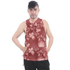 Tea Rose Colored Floral Pattern Men s Sleeveless Hoodie by SpinnyChairDesigns