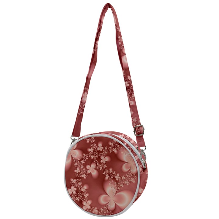 Tea Rose Colored Floral Pattern Crossbody Circle Bag