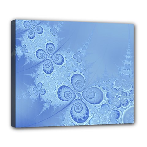 Light Blue Intricate Swirls Pattern Deluxe Canvas 24  X 20  (stretched) by SpinnyChairDesigns