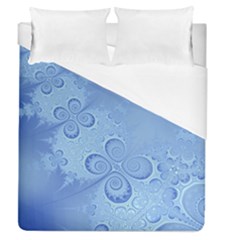 Light Blue Intricate Swirls Pattern Duvet Cover (queen Size) by SpinnyChairDesigns