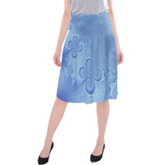 Light Blue Intricate Swirls Pattern Midi Beach Skirt by SpinnyChairDesigns