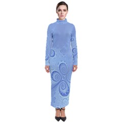 Light Blue Intricate Swirls Pattern Turtleneck Maxi Dress by SpinnyChairDesigns