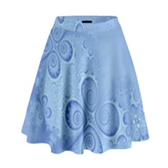 Light Blue Intricate Swirls Pattern High Waist Skirt by SpinnyChairDesigns