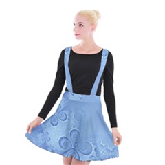 Light Blue Intricate Swirls Pattern Suspender Skater Skirt by SpinnyChairDesigns