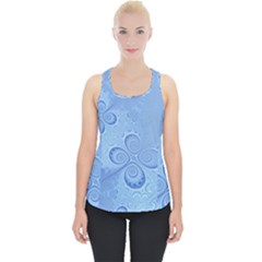 Light Blue Intricate Swirls Pattern Piece Up Tank Top by SpinnyChairDesigns