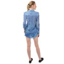 Light Blue Intricate Swirls Pattern Long Sleeve Chiffon Shirt View2