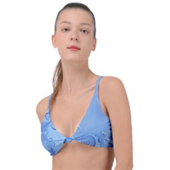 Light Blue Intricate Swirls Pattern Knot Up Bikini Top