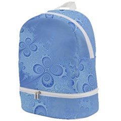 Light Blue Intricate Swirls Pattern Zip Bottom Backpack by SpinnyChairDesigns