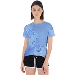 Light Blue Intricate Swirls Pattern Open Back Sport Tee by SpinnyChairDesigns