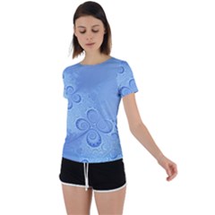 Light Blue Intricate Swirls Pattern Back Circle Cutout Sports Tee