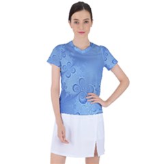 Light Blue Intricate Swirls Pattern Women s Sports Top