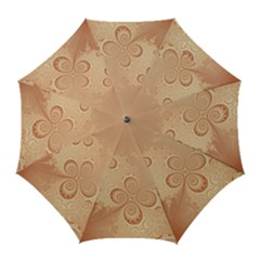 Coral Peach Intricate Swirls Pattern Golf Umbrellas by SpinnyChairDesigns