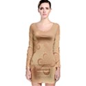 Coral Peach Intricate Swirls Pattern Long Sleeve Bodycon Dress View1