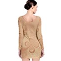 Coral Peach Intricate Swirls Pattern Long Sleeve Bodycon Dress View2