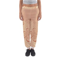 Coral Peach Intricate Swirls Pattern Women s Jogger Sweatpants by SpinnyChairDesigns