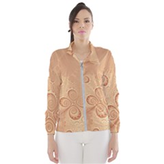 Coral Peach Intricate Swirls Pattern Women s Windbreaker by SpinnyChairDesigns