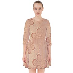 Coral Peach Intricate Swirls Pattern Smock Dress by SpinnyChairDesigns