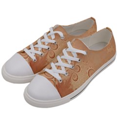 Coral Peach Intricate Swirls Pattern Women s Low Top Canvas Sneakers by SpinnyChairDesigns