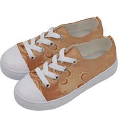 Coral Peach Intricate Swirls Pattern Kids  Low Top Canvas Sneakers by SpinnyChairDesigns