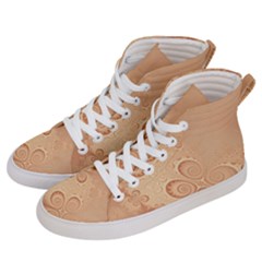 Coral Peach Intricate Swirls Pattern Women s Hi-top Skate Sneakers by SpinnyChairDesigns