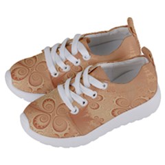 Coral Peach Intricate Swirls Pattern Kids  Lightweight Sports Shoes by SpinnyChairDesigns