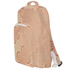 Coral Peach Intricate Swirls Pattern Double Compartment Backpack by SpinnyChairDesigns