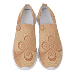 Coral Peach Intricate Swirls Pattern Women s Slip On Sneakers by SpinnyChairDesigns