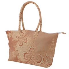 Coral Peach Intricate Swirls Pattern Canvas Shoulder Bag by SpinnyChairDesigns