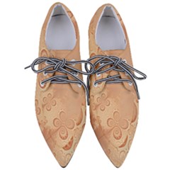 Coral Peach Intricate Swirls Pattern Pointed Oxford Shoes by SpinnyChairDesigns