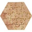 Coral Peach Intricate Swirls Pattern Wooden Puzzle Hexagon View1