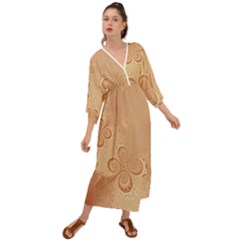 Coral Peach Intricate Swirls Pattern Grecian Style  Maxi Dress by SpinnyChairDesigns