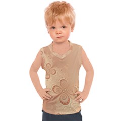 Coral Peach Intricate Swirls Pattern Kids  Sport Tank Top