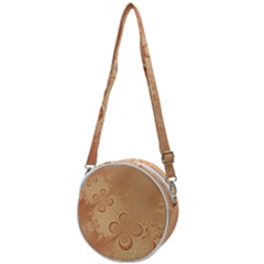 Coral Peach Intricate Swirls Pattern Crossbody Circle Bag