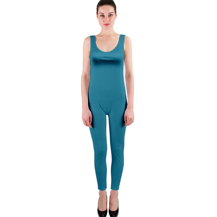 Mosaic Blue Pantone Solid Color One Piece Catsuit