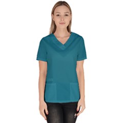 Mosaic Blue Pantone Solid Color Women s V-neck Scrub Top by FlagGallery