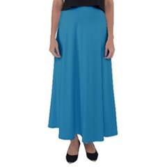 Mosaic Blue Pantone Solid Color Flared Maxi Skirt by FlagGallery