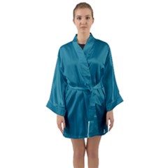 Mosaic Blue Pantone Solid Color Long Sleeve Satin Kimono by FlagGallery